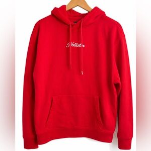 Hollister Red Embroidered Logo Hoodie Men’s Size Large Casual Streetwear